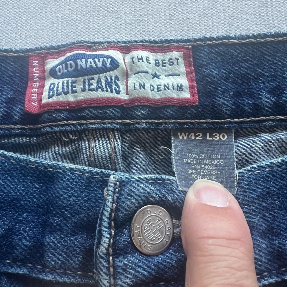 EUC Old Navy Jeans Mens Size 42 X 30 Blue Straight Leg Pants Button Fly 🔥🔥 (C2) - Picture 4 of 6